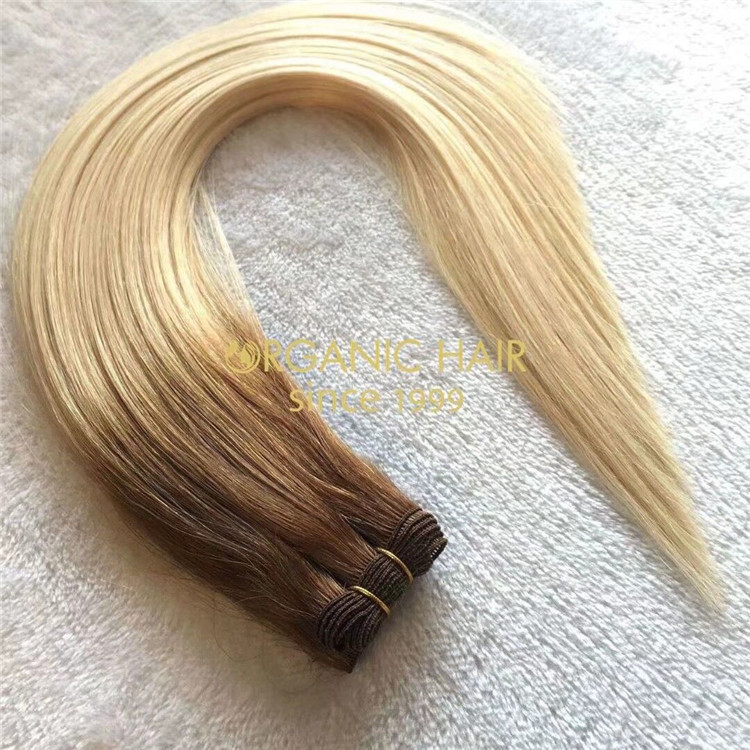 Virgin human cuticle Omber hand-tied weft with soft blend A155